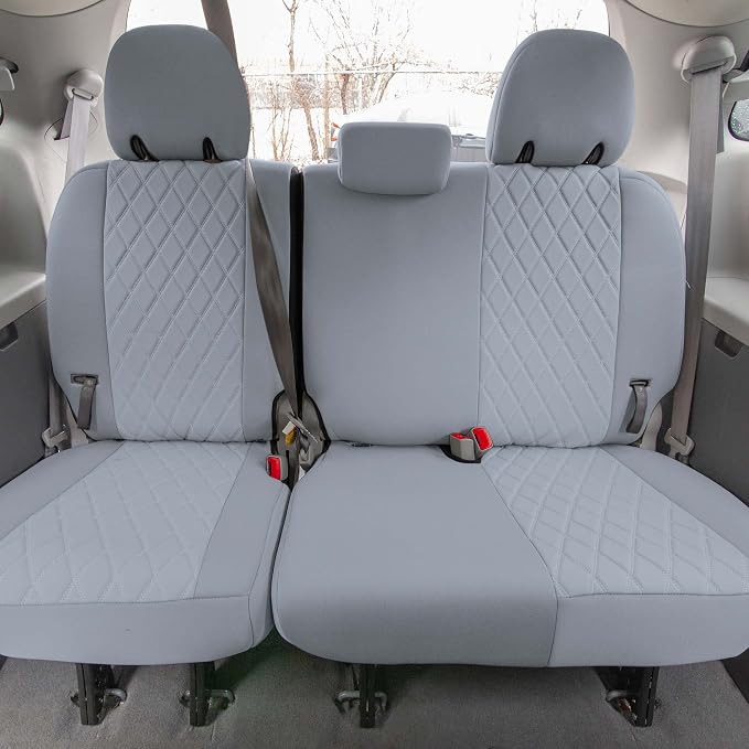 FH Group Custom Fit Car Seat Covers Specifically Made for 2011-2020 Toyota Sienna 7 Seater with Ultraflex Neoprene Water Resistant Automotive Seat Covers - Full Set Solid Gray