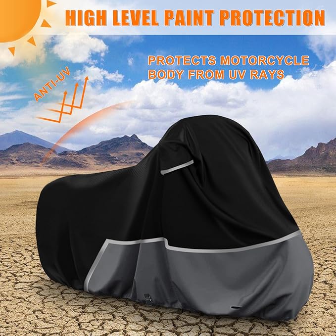 Waterproof Motorcycle Cover Replace for Harley Davidson Sport Models, 420D Oxford Cloth Nightster, Sportster Motorcycle Cover with Reflective Strips for Snow Rain Dust Hail Protection