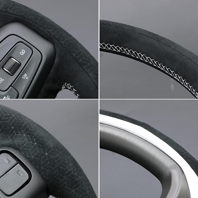 MEWANT Hand Stitch 3D Style Steering Wheel Protector Wrap Cover for GMC Sierra 1500 2019-2023/Sierra 1500 Limited 2022/Sierra 2500 2020-2024/Sierra 3500 2020-2024/Yukon 2021-2023