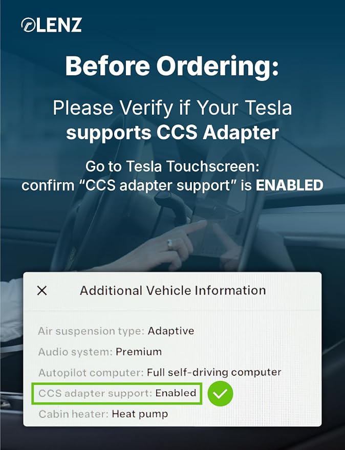 LENZ CCS1 to NACS Charging Adapter, Charge NACS-Port EVs at CCS1 DC Fast Charge Stations – Compatible with 2021+ Tesla and 2026+ Hyundai, Kia, Rivian, Toyota and More - SGS Listed to UL 2251