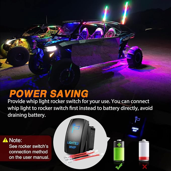 Nilight 2PCS 4FT Spiral RGB Led Whip Light w/RGB Chasing Light RF Remote Control Lighted Antenna for Can-am ATV UTV RZR Polaris Dune Buggy 4 Wheeler Offroad Jeep Truck