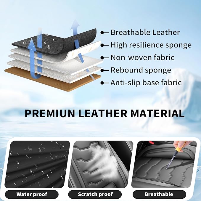 Car Seat Covers Premium Leather for H 2000-2001. Waterproof， Breathable, Scratch-Resistant & All-Weather Seat Protector（Full Set,Black）