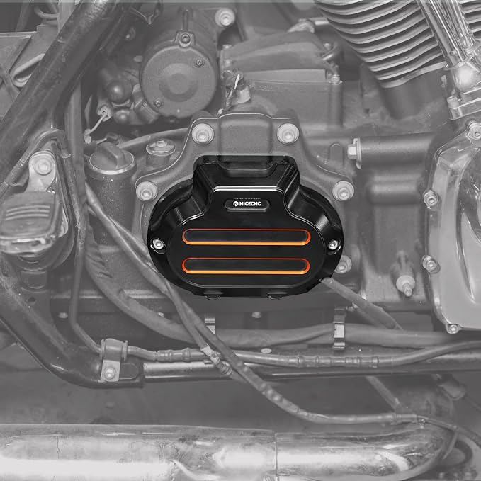NICECNC Orange Transmission Side Cover Aluminum Compatible with Harley Electra Glide Standard FLHT 2017-2020, CVO Road Glide FLTRXSE 2017-2020, Replacement for 25800057, See Fitments