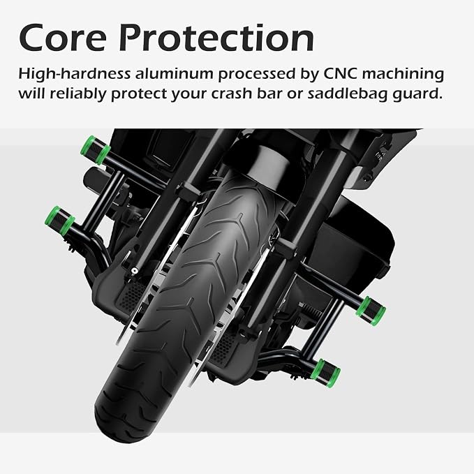 Crash Bar Sliders End Caps CNC Carbon Fiber Inlay Decorative Sliders Fits for 1.25" Front Engine Guard Rear Saddlebag Guard CNC 60mm (Green)