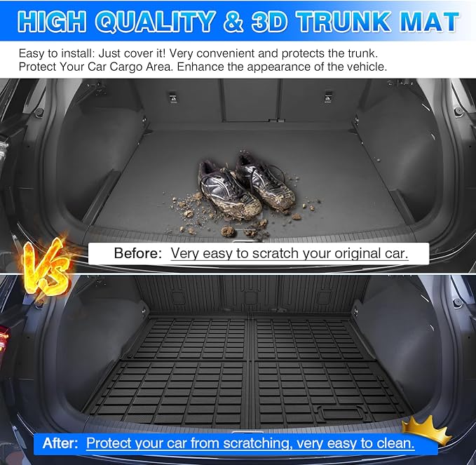 Cartist Cargo Mat Fit for Volkswagen VW Tiguan 5 Passenger 2018-2024 Trunk Mat with Backrest Mat Accessories TPE All Weather Anti-Slip