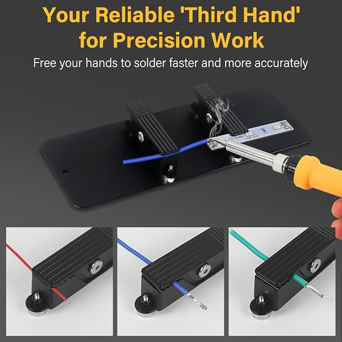 Magnetic Helping Hands Clamp Metal, Adjustable Third Hand Soldering Holder Stand For Small Electronics, Hobby DIY Craft,PCB Repair, Precise Work, Exclusive Dual-Head Ultra-Grip