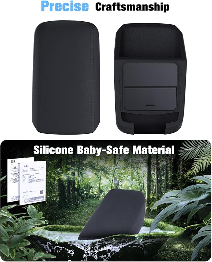 For 2023-2026 Sportage 2-in-1 Silicone Center Console Armrest Cover& Armrest Hidden Privacy Tray - [OEM Design& Friendly Liquid Silicone Rubber] - Thin Black