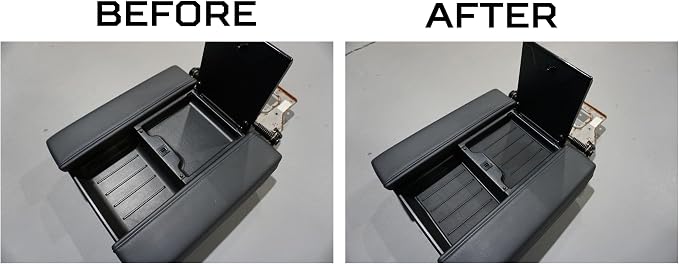 AJT DESIGN Center Console Organizer Tray Liner Compatible with 2022+ Toyota Tundra Platinum, 1794, TRD PRO, Capstone | Fits 2023+ Sequoia | Anti-Slip Mat for Car Console Organizer Tray | 2-Piece Black