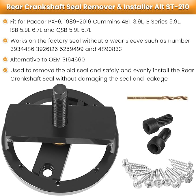 Front+Rear Crankshaft Seal Remover & Installer With Wear Sleeve Installer Tool Set For Cummins 3.9L 5.9L 6.7L 1989-2016 Replace 1338 3824498 5046 3824500 3164660 ST-224C 3824078 5395259 2063800090
