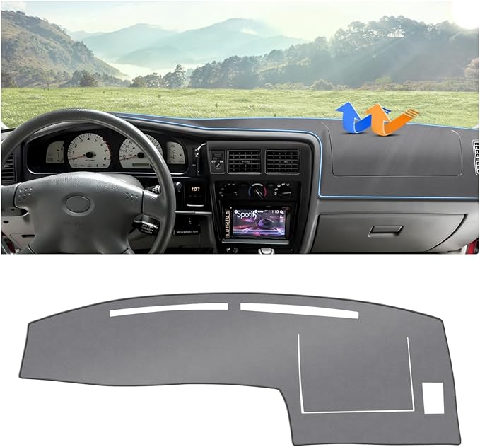 Autorder Gray Dashboard Cover Mat for Toyota Tacoma 1998-2004 Accessories Dash Cover Upgrade Polyester Dash Mat Sunshade Glare UV Rays Protector