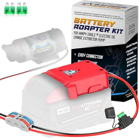 Harpy Eagle Battery Adapter for Red M18 18V Batteries – Compatible Oil Extractor Pump – Includes 30A Fuse, WAGO Connectors & 12AWG Wires – Battery & Pump Not Included