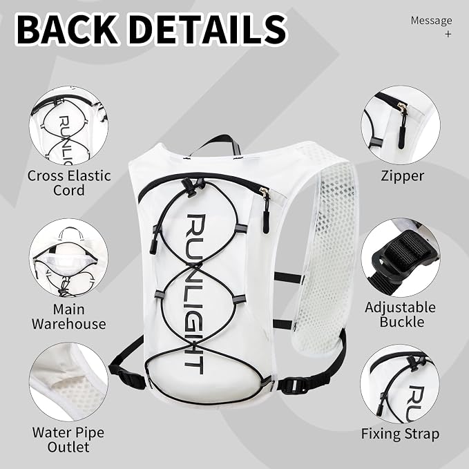 Runlight Running Vest for Women Men Lightweight Hydration Backpack Pack with 1.5L Water Bladder Bag Hydro Daypack for Hiking,Trail,Skiing,Camping,Cycling,Race,Marathon