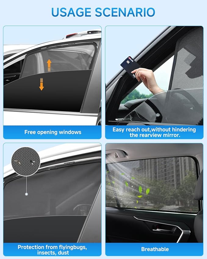 Car Window Shades for Honda-CRV(2017-2022),4 Pack Car Window Cover for Baby Sun Shade Blocker Breathable Mesh,Reduce UV Rays & Heat Insulation Privacy Protection for Camping, Travel, Sleep