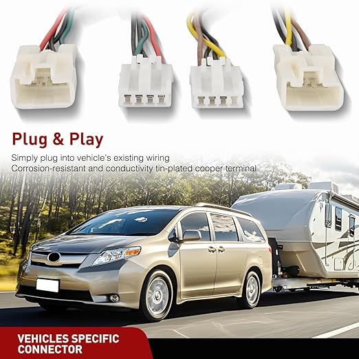Nilight 4 Pin Trailer Wiring Harness Kit 55580 Vehicle Standard 4 Way Connector Custom for 2004 2005 2006 2007 2008 2009 2010 Toyota Sienna Simple Fit Hitch Harness