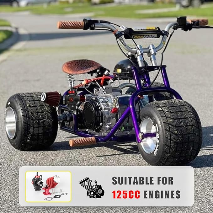 NIBBI Predator 212 Carburetor PE22FL Kit,212 Predator Performance Part Intake Pipe Inlet Manifold For Mini Bike 196cc/212cc/224cc Engine GX160 GX200 with Air Filters (Red)