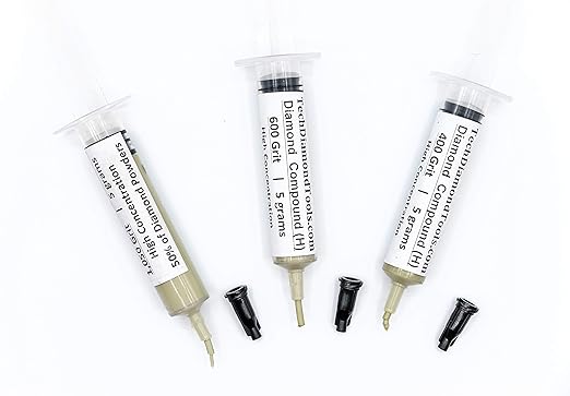 TechDiamondTools Kit of 3 Diamond Lapping Paste Polishing Compound USA Made 400 600 1050 Grit Lapidary Paste for Rock Glass Metal Jewelry Resin Marble with High Concentration of Diamond Powder
