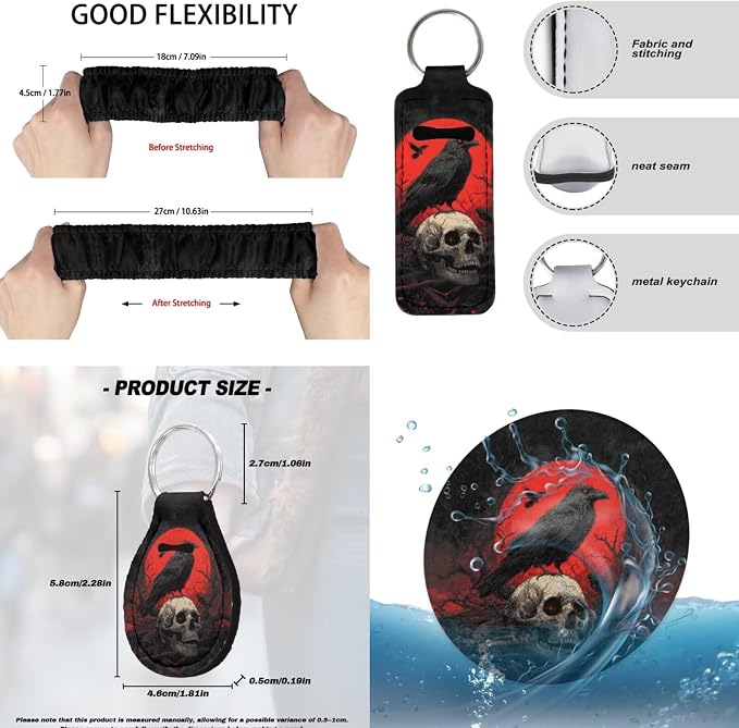 Crow Skull Print Car Seat Covers Set of 15 High Back Front and Back Seat Covers with Steering Wheel Cover Safety Belt Pads Headrest Protectors Armrest Cushion Cup Coasters and Keychain