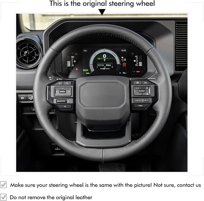 MEWANT Hand Stitch Steering Wheel Cover for Toyota Land Cruiser 2024-2026, Custom Fit DIY Wrap Interior Accessories