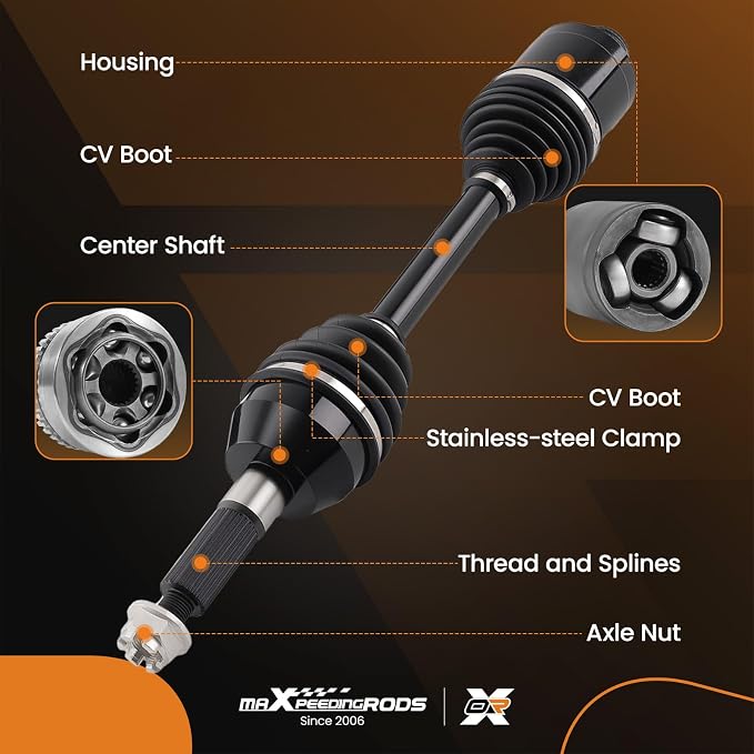 maXpeedingrods Pair (2) Rear CV Axle Shaft Assembly for Polaris Sportsman 2003-2010 400 450 500 600 700 800 MV MV7 Twin Browning EFI Deluxe Touring 4X4 6X6, Left Right Side Replace# 1380240 1380197