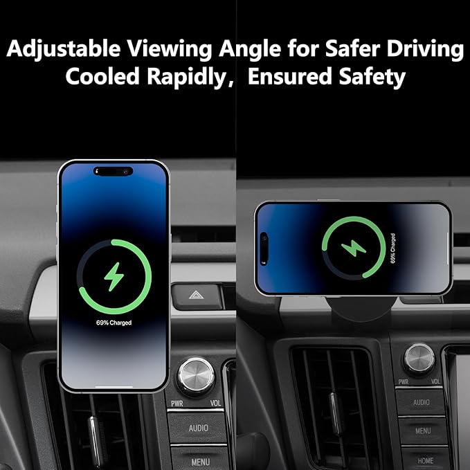CLEC for Toyota RAV4 2013-2018 Magnetic Wireless Charger Car Phone Holder Mount Custom Fit for Toyota RAV4 2013-2018 15W Fast Charging Car Phone Holder Wireless Charger