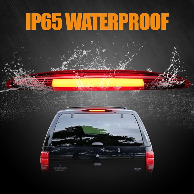 Third 3rd Brake Light LED for 1997-2002 Ford Expedition, High Mount Rear Brake Lights Assembly for 97-02 Expedition, Waterproof Center Cab Lamp Stop Light (RED)