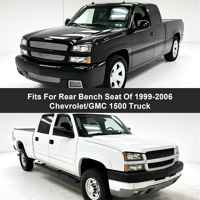 SAPUBK Rear Beach Seat Covers Replace for 1999-2006 Chevy Silverado 1500 and GMC Sierra 1500 Bench Seat, Knitted Fabric Composite Soft Foam Lining Airmesh Breathable Seat Cover