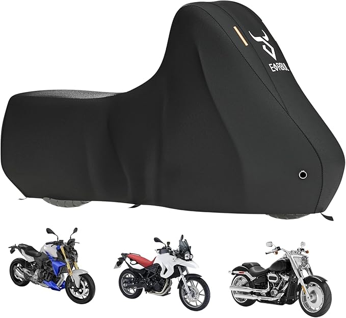 EVRBUL Motorcycle Cover Waterproof Heavy Duty 420D Outdoor Motorbike Sun Cover Compatible with Harley Heritage Softail Classic Fat Boy Softail Slim and up to 98’’ Most Motorcycle (Without Side Box)