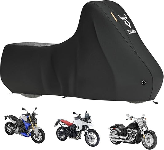 EVRBUL Motorcycle Cover Waterproof Heavy Duty 420D Outdoor Motorbike Sun Cover Compatible with Harley Heritage Softail Classic Fat Boy Softail Slim and up to 98’’ Most Motorcycle (Without Side Box)