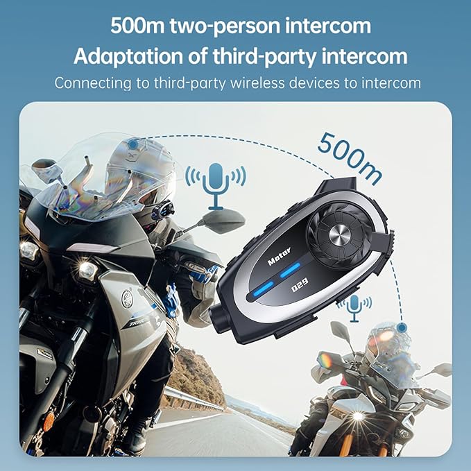 Motorcycle Helmet Intercom with Camera 1080P – Wireless5.4 Helmet Headset with WiFi, Voice Assistant, Support 1600FT Intercom, Noise Reduction, IP56 Waterproof, 1500mAh Battery, Music Sharing