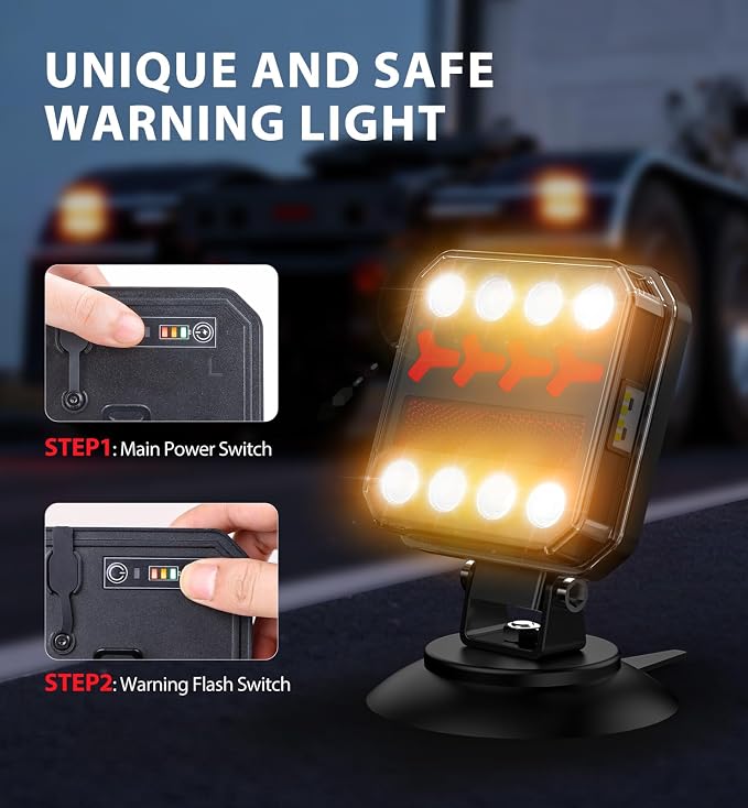 Wireless Bluetooth Magnetic Trailer Lights, Fast Charging LED Trailer Light Kits, IP65 Waterproof10H Battery 100FT Range for Trailer,Truck, RV, Camper,Boat – Brake,Turn,Reverse & Hazard Safety Lights