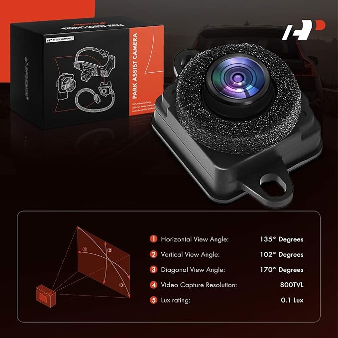 A-Premium Park Assist Camera Rear View Backup Reverse Camera Compatible with Select Dodge Models - Challenger 2015 2016 2017 2018 2019 2020 2021 2022 Coupe - Replace# CH1960122