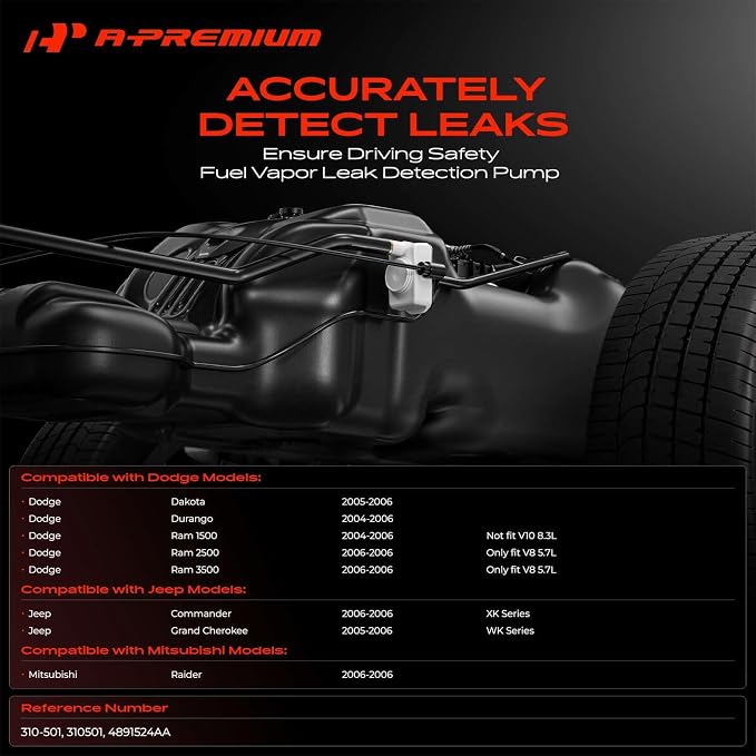 A-Premium Fuel Vapor Leak Detection Pump Compatible with Dodge Ram 1500 2500 3500, Dakota, Durango & Jeep Grand Cherokee, Commander & Mitsubishi Raider, 2004-2006