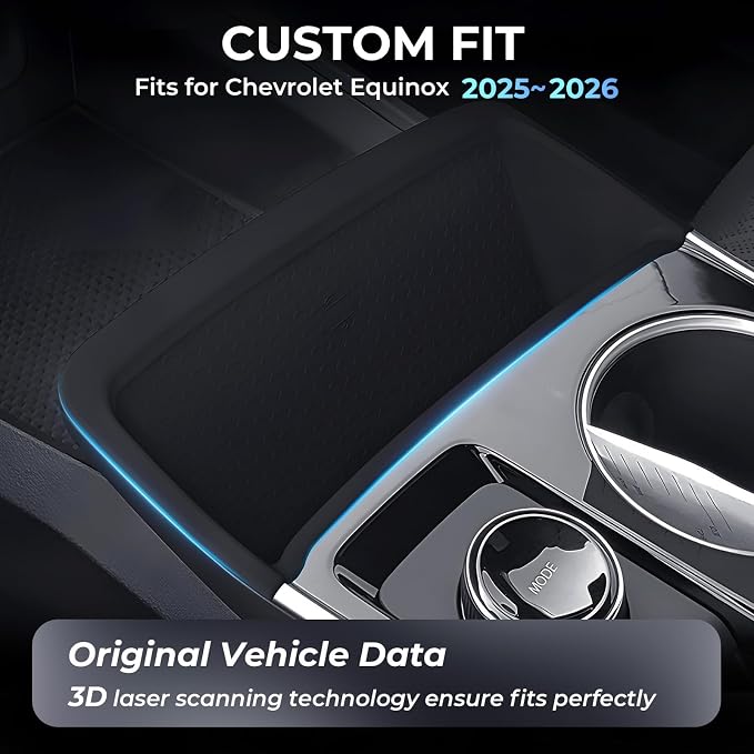 Wireless Charging Protective Mat for Chevrolet Equinox 2026 2025, Interior Accessories Center Console Anti-Slip Wireless Charger Cover Pad Protector for 2025-2026 Equinox, Black