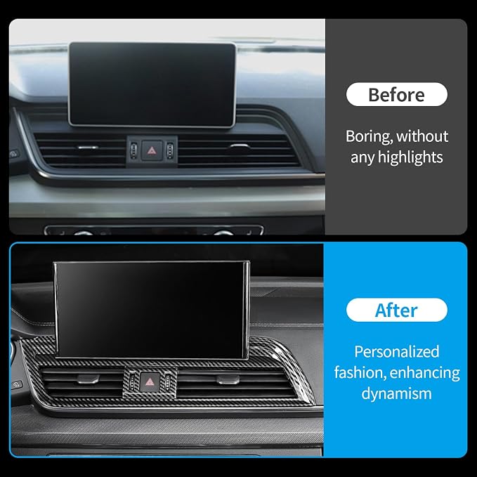 Dashboard Panel Side Air Outlet Vent Frame Compatible with Audi Q5 2018-2020, Center Air Outlet Vent Cover Trim Decals, Dash Air Vent for Audi Q5 Sportback, ABS Carbon Fiber Q5L Accessories