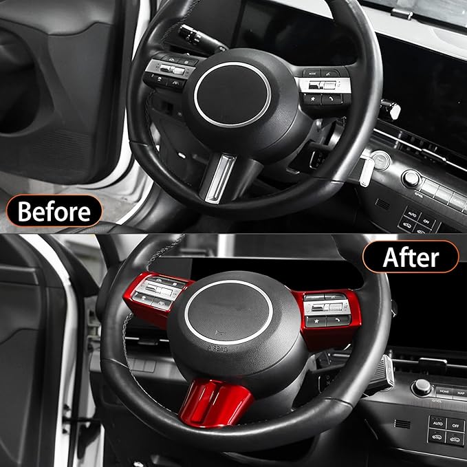 Steering Wheel Button Frame Cover Compatible with Hyundai Sonata 2025 Hyundai Kona 2024-2025 Hyundai Tucson 2025 Accessories (Red)(Not Suitable for N line)