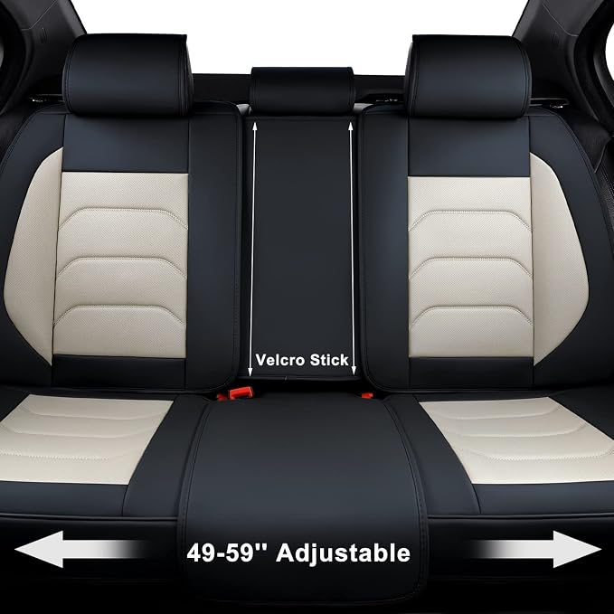 TIEHESYT Car Seat Covers Full Set, Breathable Nappa Leather Car Seat Cushions, Auto Interiors Universal Fit for Most Cars, Compatible Automotive Vehicles(Sedan/SUV/Van), Black & White