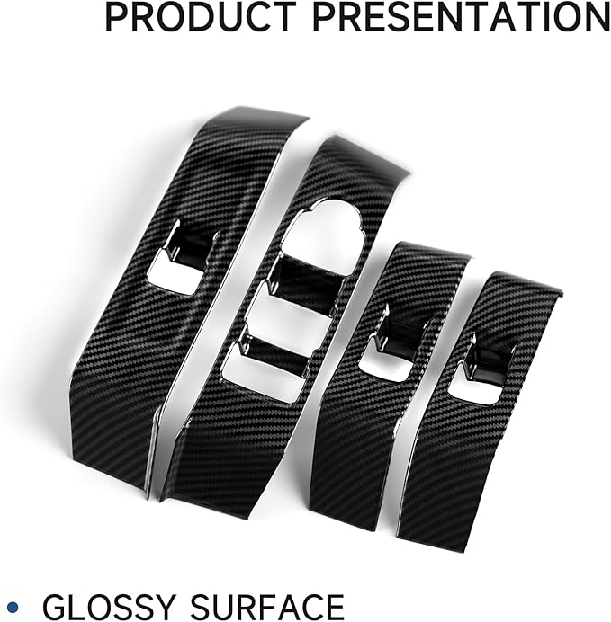 4PCS Car ABS Window Lift Switch Panel Trim Cover for Chevrolet Colorado/GMC Canyon 2023 2024 2025 Carbon Fiber Interior Accessories