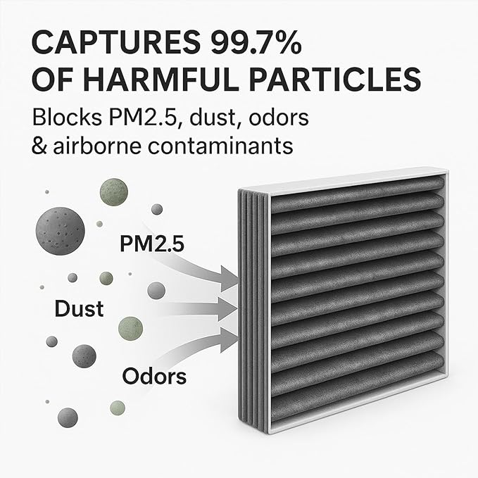 HEPA Air Filter for Tesla Model X 2015 2016 2017 2018 2019 2020,Activated Carbon Intake Filter,cabin filter.Stronger Filtering, Unblocked Air Flow.