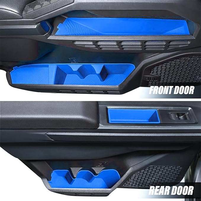 Silicone Liner Holder Inserts for Toyota Tacoma 2024 2025 4th Gen Interior Accessories Door Side Storage Box Organizer Trays Non-Slip Liner (for 2024 2025 Tacoma, Pack of Blue Silicone Holder)