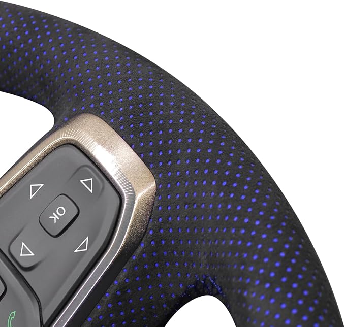 MEWANT Hand-Stitched Steering Wheel Cover Wrap for Dodge Ram 1500 2019-2023 Steering Wheel Accessories for Dodge Ram(Backsides Without Buttons)
