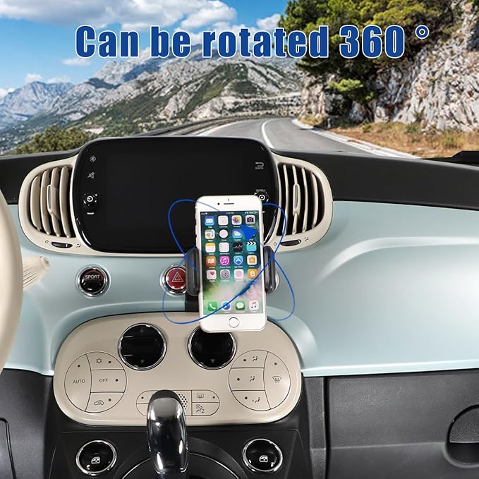 HAPPYHORSE Car Phone Mount Compatible with Fiat 500 2016-2023，Car Center Console Mobile Phone Bracket Phone Holder Phone Mount Mount with Self-Adhesive Base Accessories (Style A)