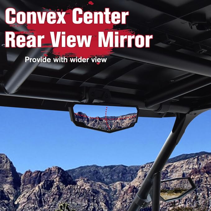 Center & Side Rearview Mirrors Kit for 2024+ Polaris RZR XP 1000, Adjustable Folding Rear View Center Convex Rear View Mirror for RZR XP 1000/ XP 4 1000 2024 2025 Accessories(3PCS)