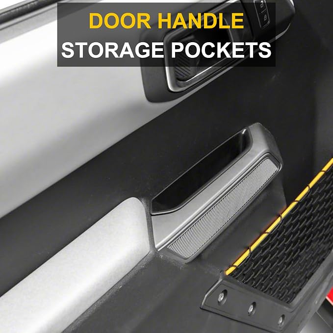 2-Door Handle Storage Compatible with 2025 2024 2023 2022 2021 Ford Bronco Interior Accessories 2 Door Front Grab Handle Pockets Organizer - ABS Plastic (Not for Bronco Sport)