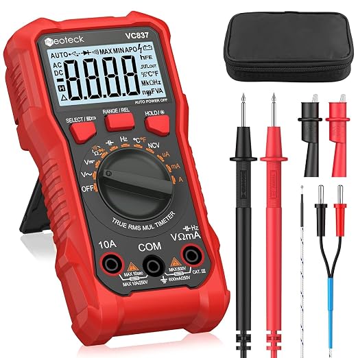 Neoteck 6000 Counts True RMS Digital Multimeter,Auto Range Multimeter with NCV,AC/DC Voltage Current Resistance Capacitance Frequency Temperature Duty Cycle Voltmeter for Home Automotive Electrician