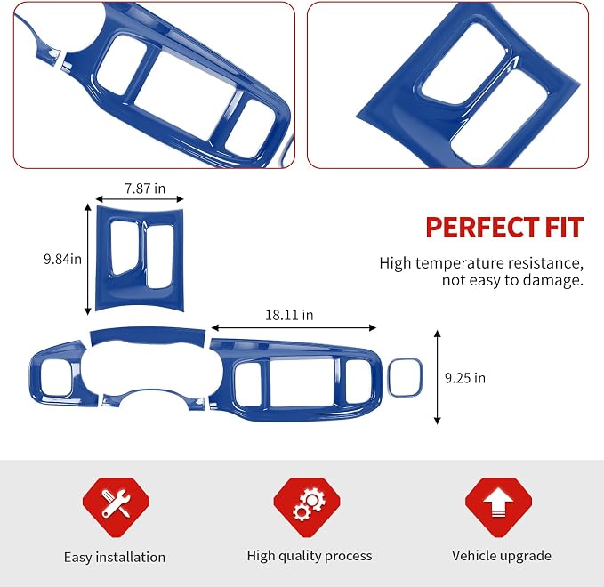 Jimen Fit for Dodge Charger 2015-2023, Center Console Dash Instrument Panel & Gear Shift Cover Trim (Blue)