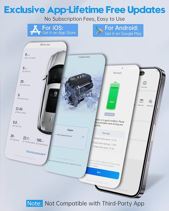 XTOOL AD20 Pro OBD2 Scanner for iPhone & Android: 2025 Enhanced Check Engine Fault Car Code Reader, Universal Car Diagnostic Tool with All System Scan, Oil Reset, Battery Test, Performance Test