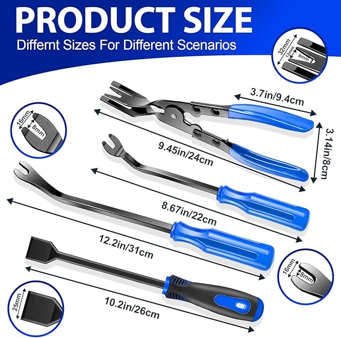 Keze 17 Pcs Hook and Pick Set Auto Trim Removal Tool Kit and 826 Pcs Universal SAE and Metric O-Rings Kit