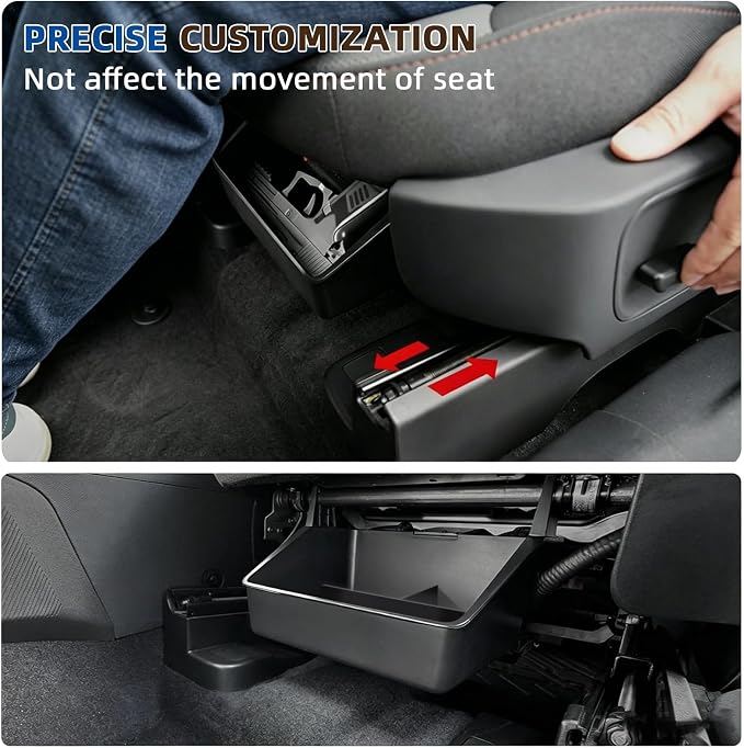 Under-Seat Storage Box for 2022-2026 Ford Maverick Power Seat, Front Row Electric Seat Underseat Organizer with Non-Slip Mat, ABS Material (Not Fit Manual Seat)