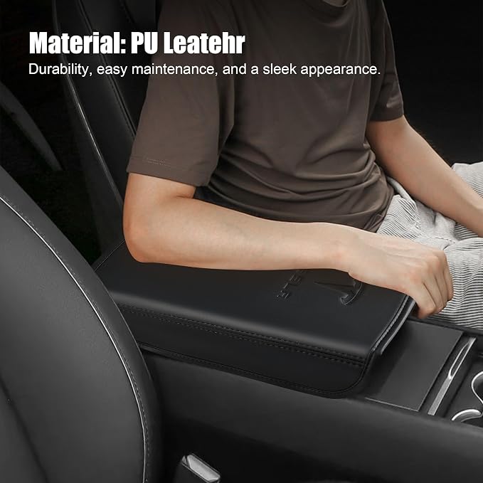 Center Console Armrest Cover Designed for Tesla Model 3 Highland 2024-2027/Model Y Juniper 2025-2027 Refresh,Center Console Accessories for Model 3/Y Interior Accessories 2026 Black