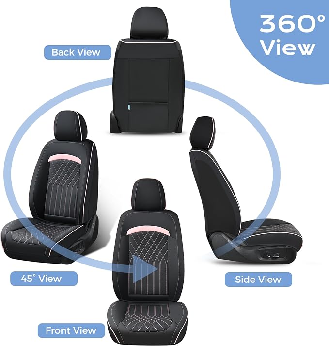 FLORICH Car Seat Covers Front Seat, Leather Seat Covers for Cars, Waterproof Car Seat Protector Breathable, Front Seat Covers for Cars, Automotive Seat Covers Universal Fit for Most SUV Pick-up Truck